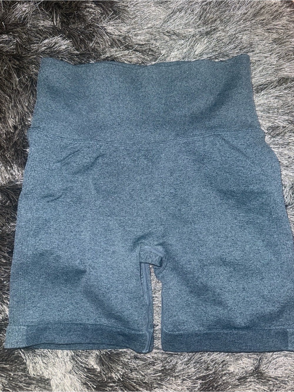 High-Waist Blue Heather Women’s Athletic Shorts
